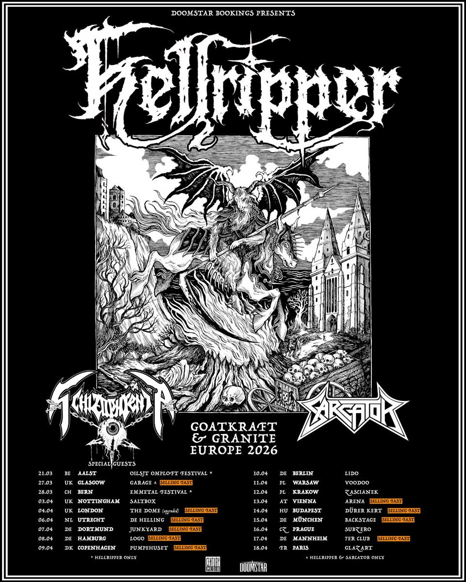 Hellripper European Tour 2026 Poster | MetalTalk - Heavy Metal News Reviews and Interviews Hellripper European Tour 2026 Poster