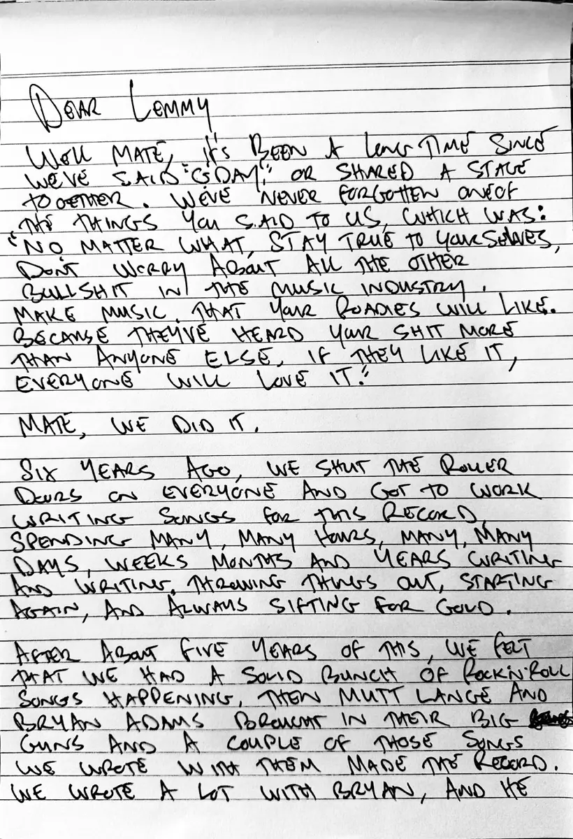 Joel O'Keeffe - an open letter to Motörhead legend Lemmy.