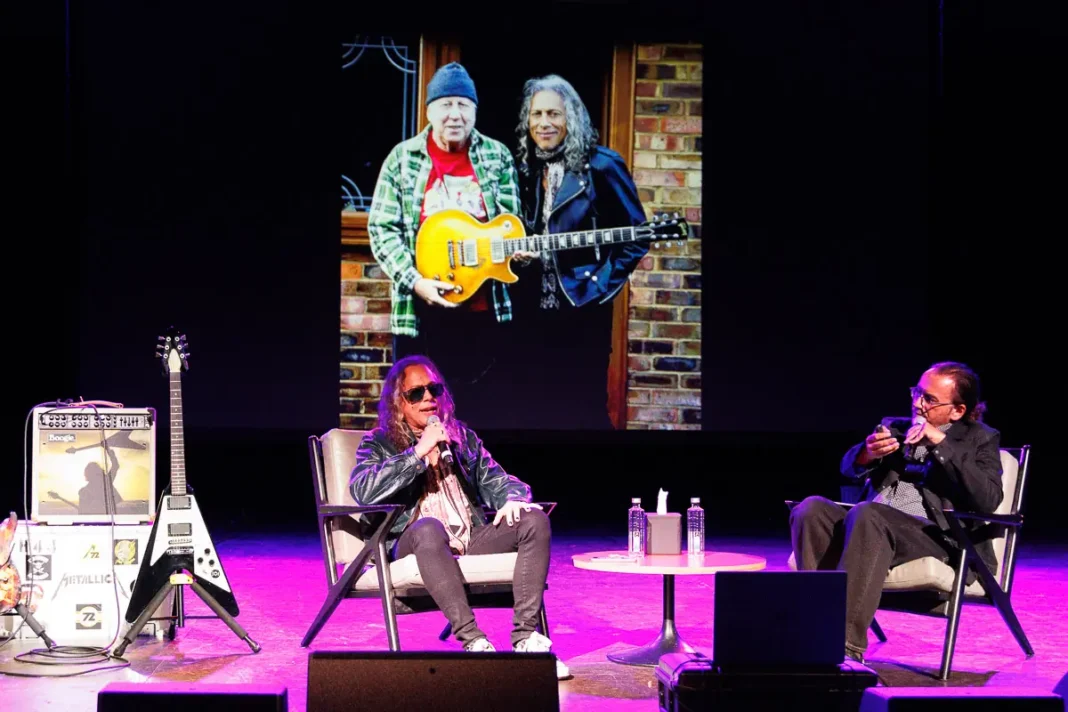 In Conversation With Kirk Hammett - EartH Theatre Hackney - 4 July 2026 Photo Manuela Langotsch 09 Kirk Hammett - EartH Theatre, Hackney - 4 July 2026. Photo: Manuela Langotsch/MetalTalk