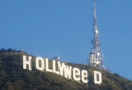 hollyweed1 Archive: Hollywood Sign Changed By Pranksters To Read 'Hollyweed'