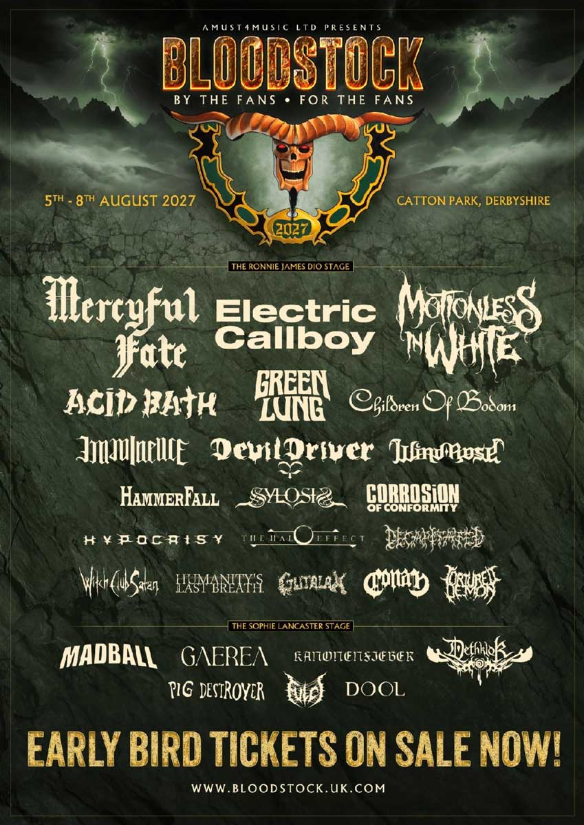 Bloodstock 2027 will take place at Catton Park, Derbyshire, from 5-8 August 2027